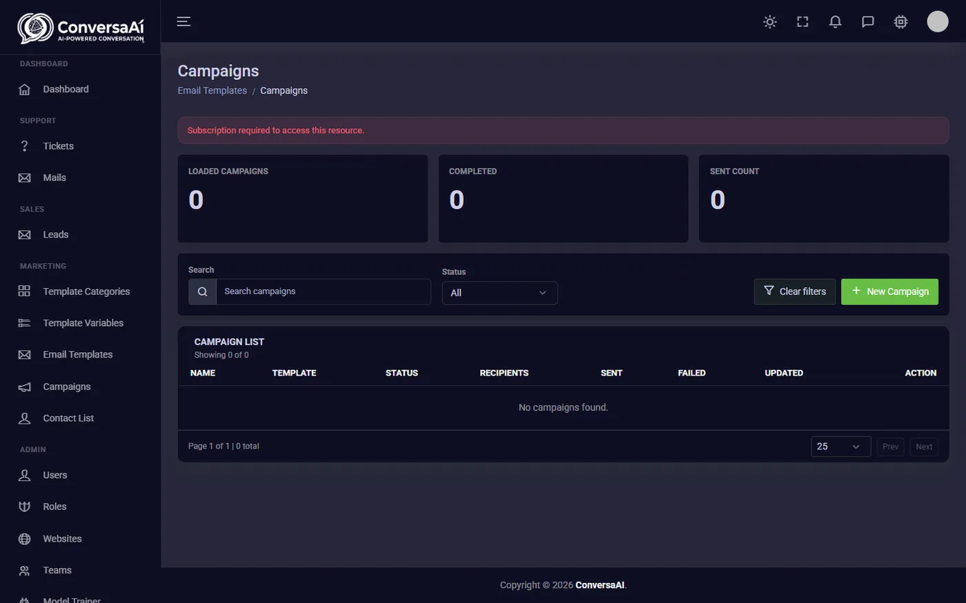 Conversa AI — Next.js SaaS Frontend, screen 4