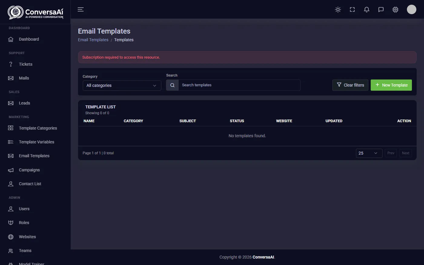 Conversa AI — Enterprise Support & Booking SaaS, screen 4